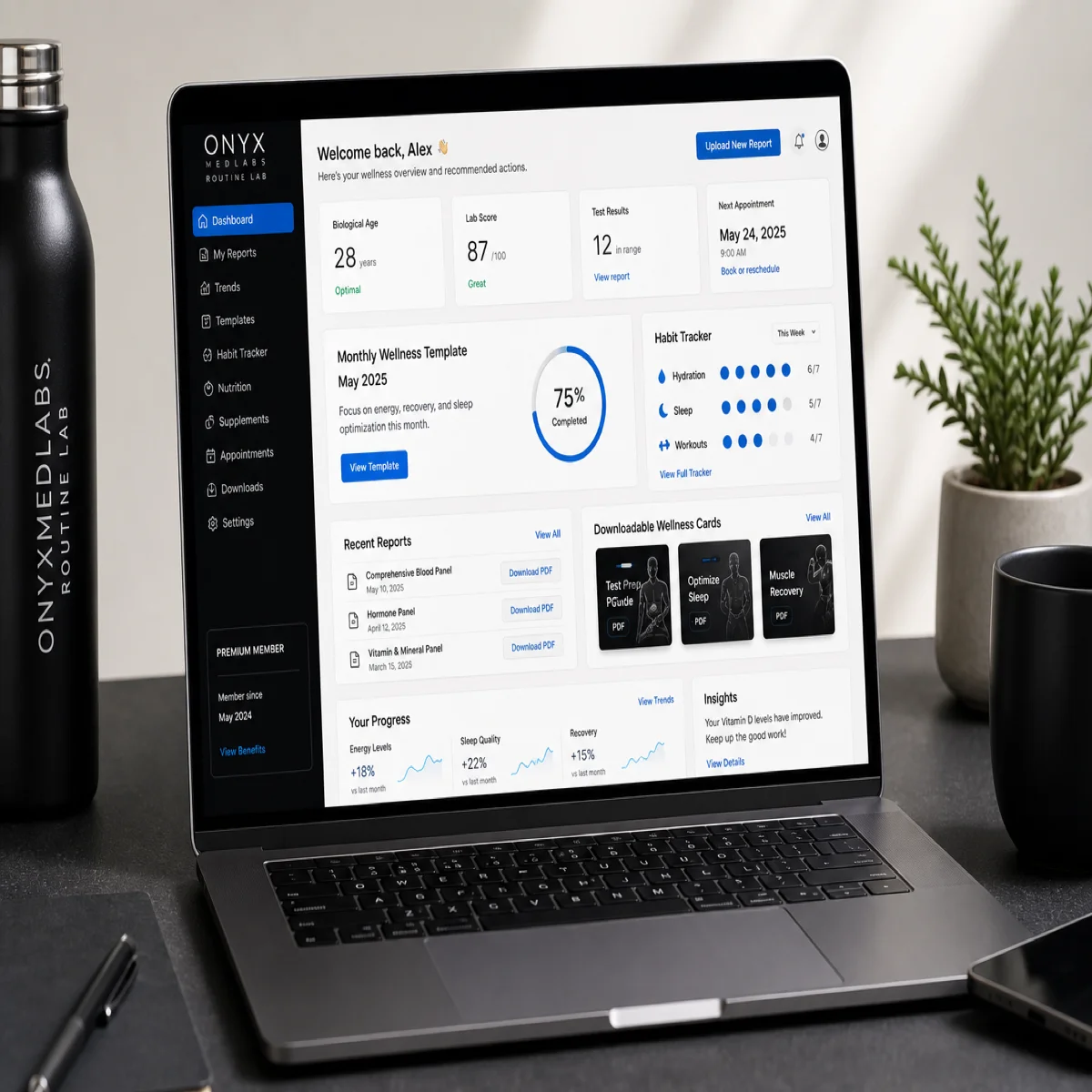 Onyx Routine Lab membership dashboard preview